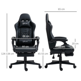 Racing Gaming Chair and Arm Faux Leather Gamer Recliner Home Office - thumbnail 3
