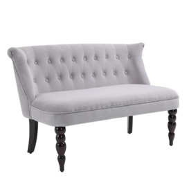 Velvet Feel French Inspired Two Seat Lounger Couch Wood Frame