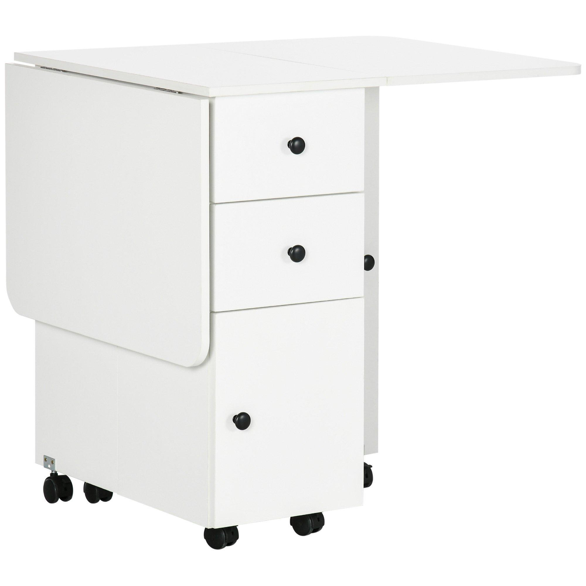 Folding Dining Table Rolling Kitchen Table With Storage Drawers - image 1