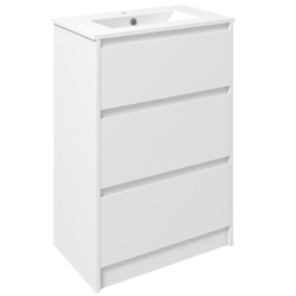 600mm Bathroom Vanity Unit with Basin Single Tap Hole 2 Drawers - thumbnail 2