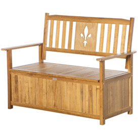 2 Seater Wood Garden Storage Bench Outdoor Storage Box - thumbnail 1
