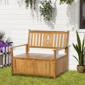 2 Seater Wood Garden Storage Bench Outdoor Storage Box - thumbnail 3