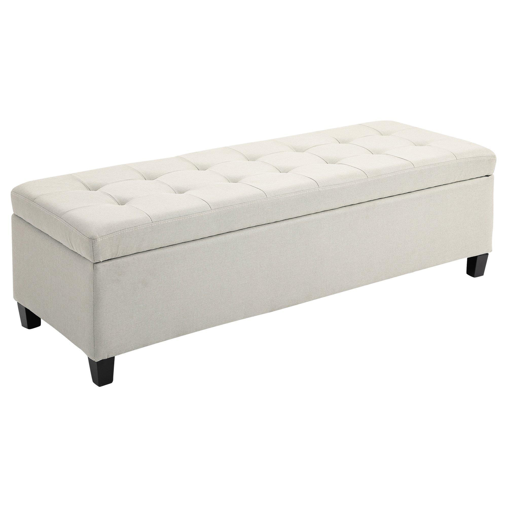 Linen Storage Ottoman Bench Padded with Tufting Hinged Lid - image 1