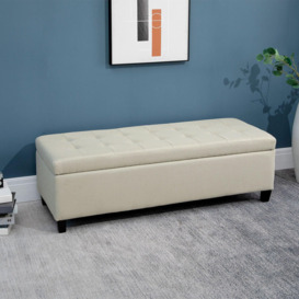 Linen Storage Ottoman Bench Padded with Tufting Hinged Lid - thumbnail 2