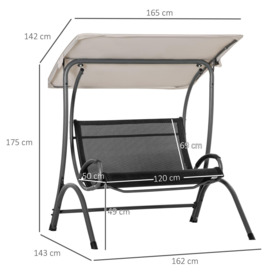 2 Seater Garden Swing Bench with Tilting Canopy and Texteline Seat - thumbnail 3