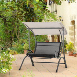 2 Seater Garden Swing Bench with Tilting Canopy and Texteline Seat - thumbnail 2