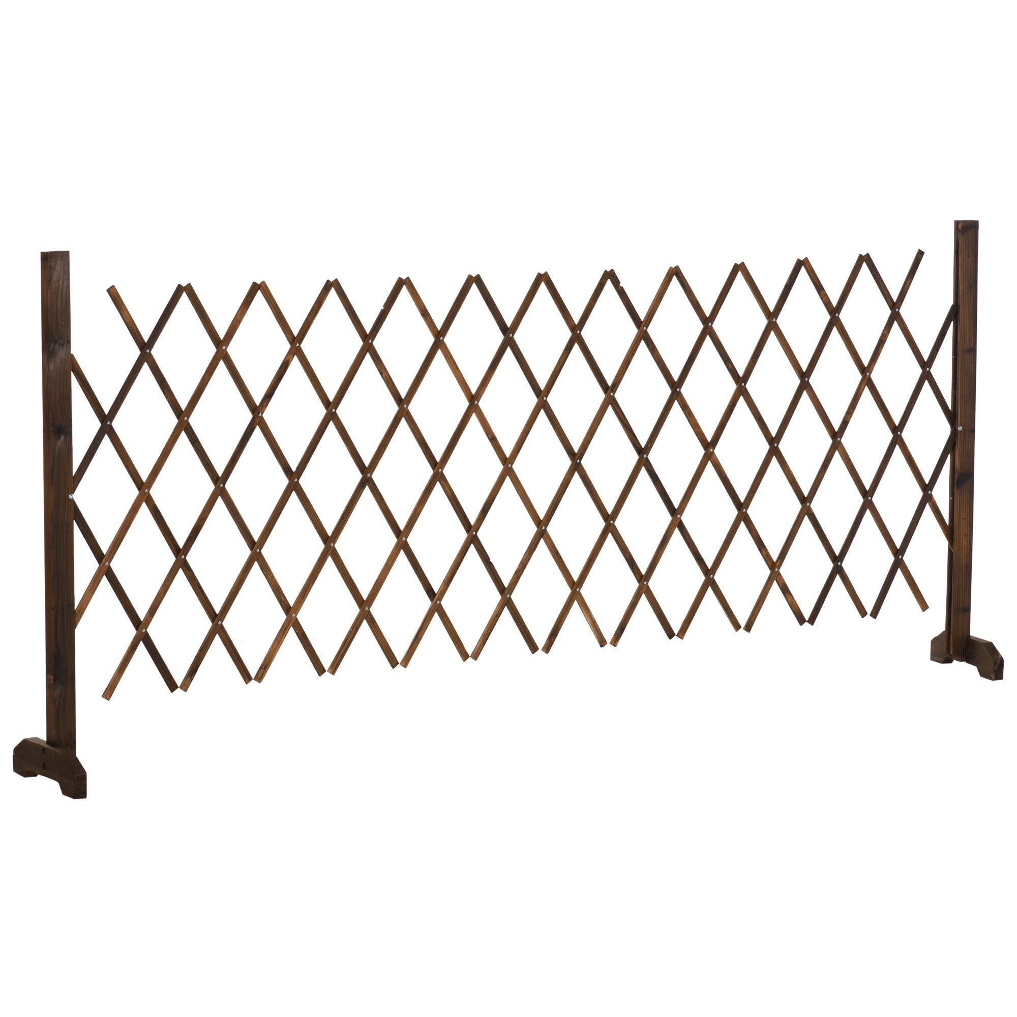 Expanding Garden Fencing Freestanding Wooden Movable Fence Trellis, Dark Brown - image 1