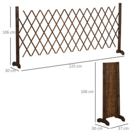 Expanding Garden Fencing Freestanding Wooden Movable Fence Trellis, Dark Brown - thumbnail 3