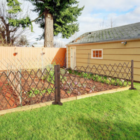 Expanding Garden Fencing Freestanding Wooden Movable Fence Trellis, Dark Brown - thumbnail 2