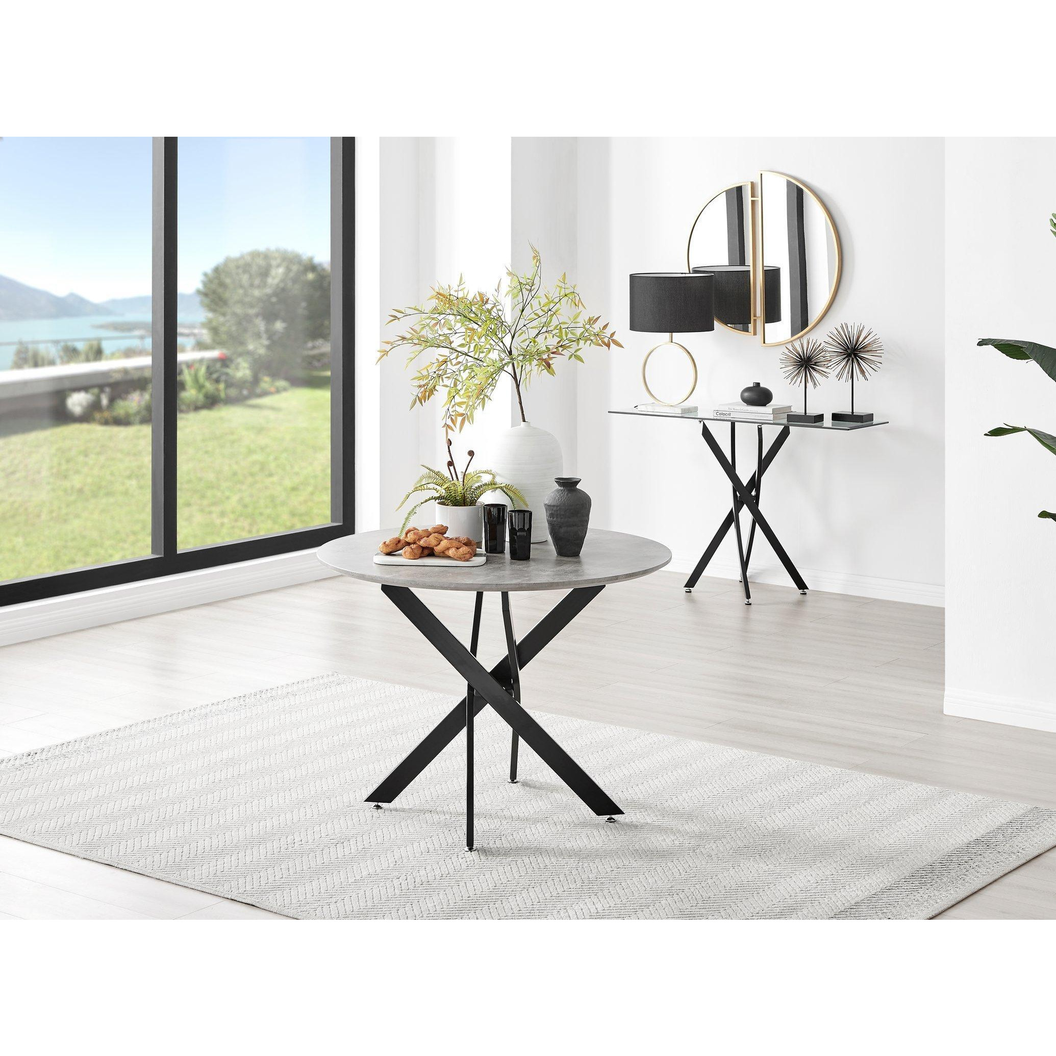 Novara 100cm Round 4-Seater Dining Table With Black Metal Legs - image 1