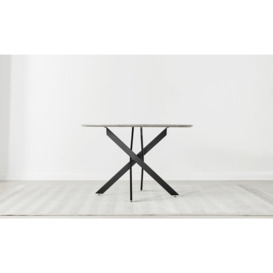 Novara 120cm Round 6-Seater Dining Table With Black Metal Legs - thumbnail 3