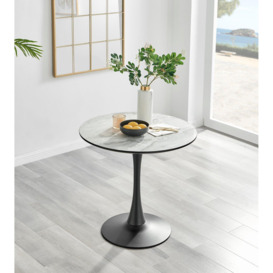 Elina White Marble Effect Scratch Resistant Dining Table & 2 Halley Fabric Chairs - thumbnail 2