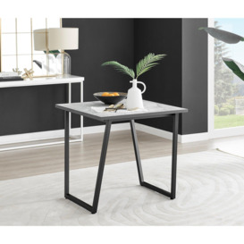 Carson White Marble Effect Square Dining Table & 2 Fabric Falun Silver Leg Chairs - thumbnail 3