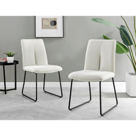 Carson White Marble Effect Dining Table & 6 Halley Chairs - thumbnail 3