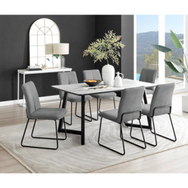 Carson White Marble Effect Dining Table & 6 Halley Chairs