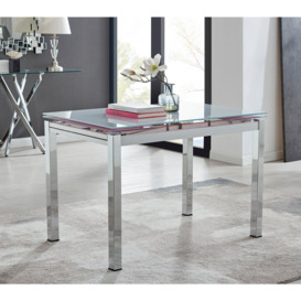Enna White Glass Extending 4-6 Seater Dining Table and 4 Milan Soft Velvet Chairs - thumbnail 3
