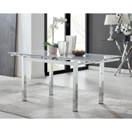 Enna White Glass Extending 4-6 Seater Dining Table and 4 Milan Soft Velvet Chairs - thumbnail 2