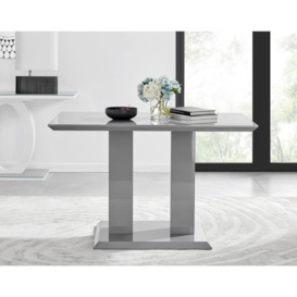 Imperia Grey High Gloss 4 Seater Dining Table with Structural 2 Plinth Column Legs 4 Soft Velvet Silver Leg Milan Chairs - thumbnail 2