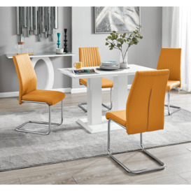 Imperia 4 Seater Modern White High Gloss Rectangular Dining Table And 4 Milan Velvet Chairs - thumbnail 3