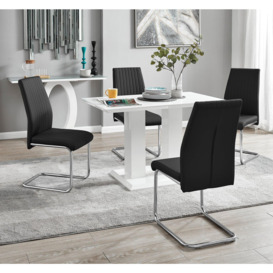 Imperia 4 Seater Modern White High Gloss Rectangular Dining Table And 4 Milan Velvet Chairs - thumbnail 2