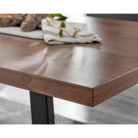 Kylo Large Brown Wood Effect Dining Table & 6 Velvet Milan Gold Leg Chairs - thumbnail 3