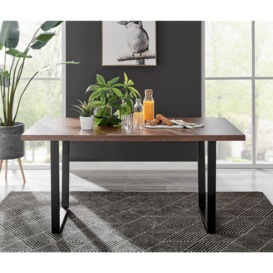 Kylo Large Brown Wood Effect Dining Table & 6 Velvet Milan Gold Leg Chairs - thumbnail 2
