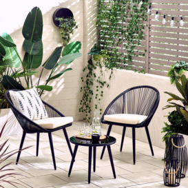 Outdoor Garden Furniture - Bora 2 Seat Black Garden Table and Chairs Bistro Set - thumbnail 1