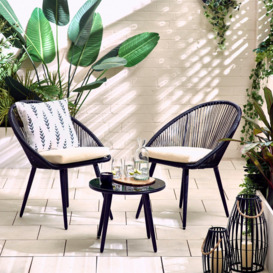 Outdoor Garden Furniture - Bora 2 Seat Black Garden Table and Chairs Bistro Set - thumbnail 2
