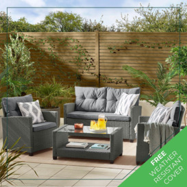 Outdoor Garden Furniture - Arizona PE Rattan 4 Seat Outdoor Garden Sofa Set