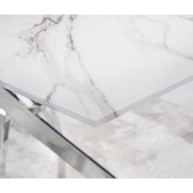 Leonardo White Glass Marble Effect Silver Leg Table & 4 Velvet Milan Silver Leg Chairs - thumbnail 3