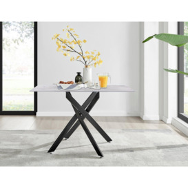 Leonardo White Glass Marble Effect Black Leg Table & 4 Velvet Milan Black Leg Chairs - thumbnail 2