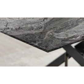 Leonardo Grey Glass Marble Effect Black Leg Table & 4 Pesaro Black Leg Chairs - thumbnail 3