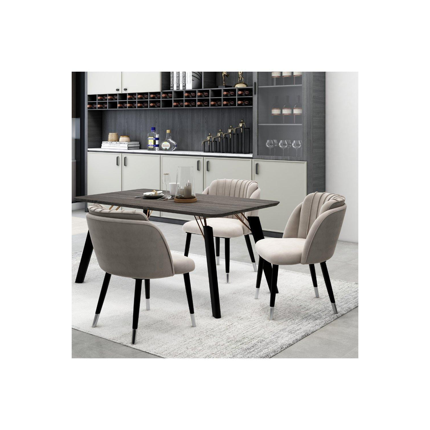 ''Milano Duke' Dining Set with an Brown Table and 6 Dining chairs - image 1