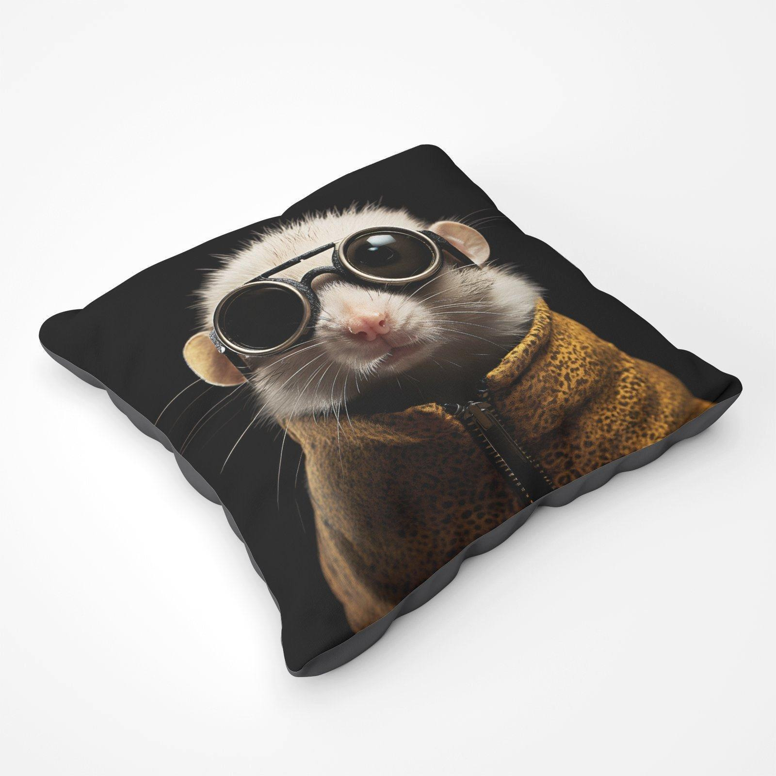 Realistic Doormouse With Glasses Floor Cushion - image 1