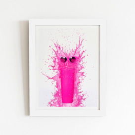 Pink Splashart Glass With Glasses Framed Art Print - thumbnail 2