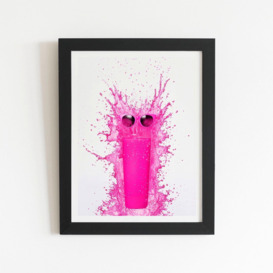 Pink Splashart Glass With Glasses Framed Art Print