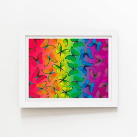 Multicoloured Butterfly Pattern Framed Art Print