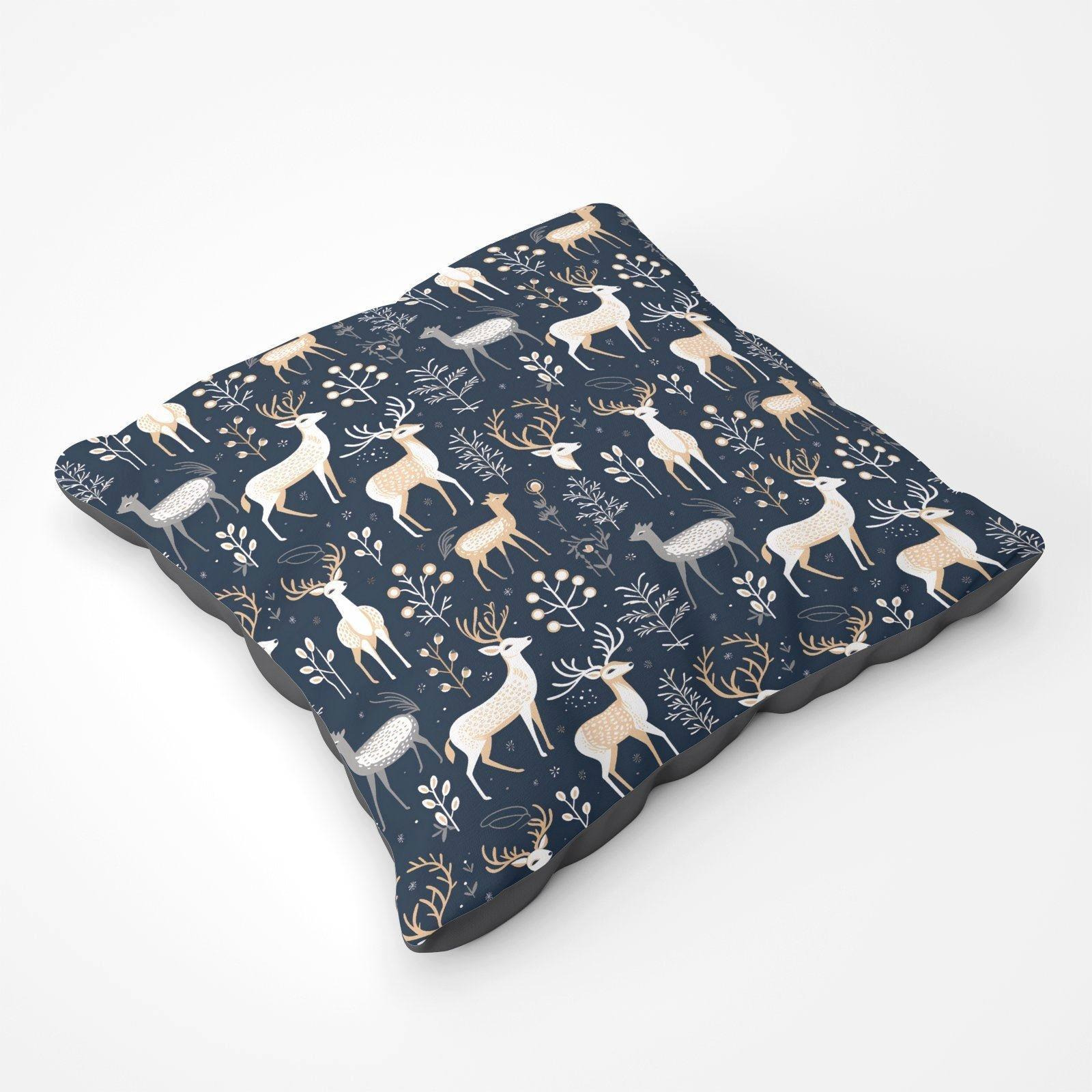 Reindeer, Whimsical, Illustration Pattern Floor Cushion - image 1