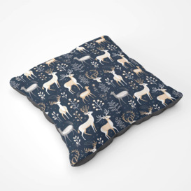 Reindeer, Whimsical, Illustration Pattern Floor Cushion