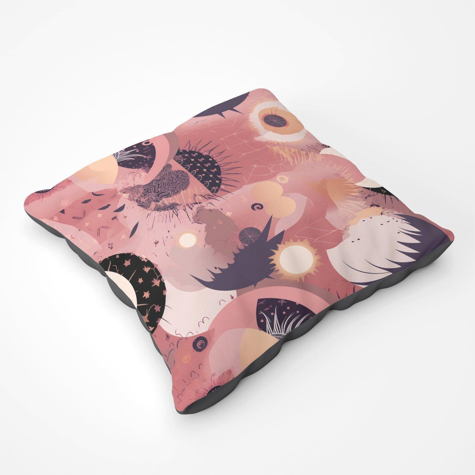 Abstract Red Pink Pattern Floor Cushion - image 1