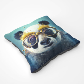 Panda With Golden Glasses Splashart Floor Cushion