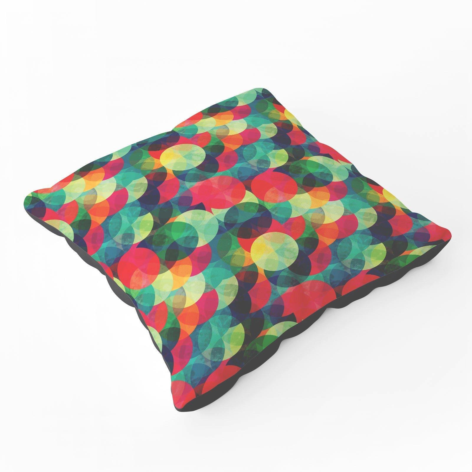 Colourful Grunge Circle Pattern Floor Cushion - image 1