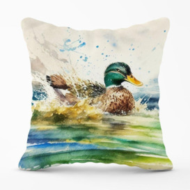 Splashing Mallard Watercolour Cushions - thumbnail 3