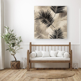 Black And White Tropical Palm Leaves Canvas - thumbnail 3