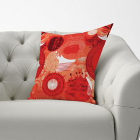 Abstract Red Sun pattern Cushions - thumbnail 3