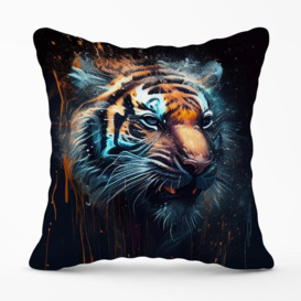 Tiger Face Splashart Dark Background Cushions