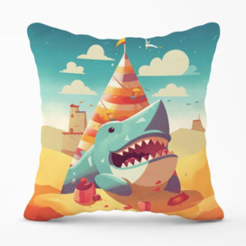 Shark On A Beach Holiday Cushions - thumbnail 1