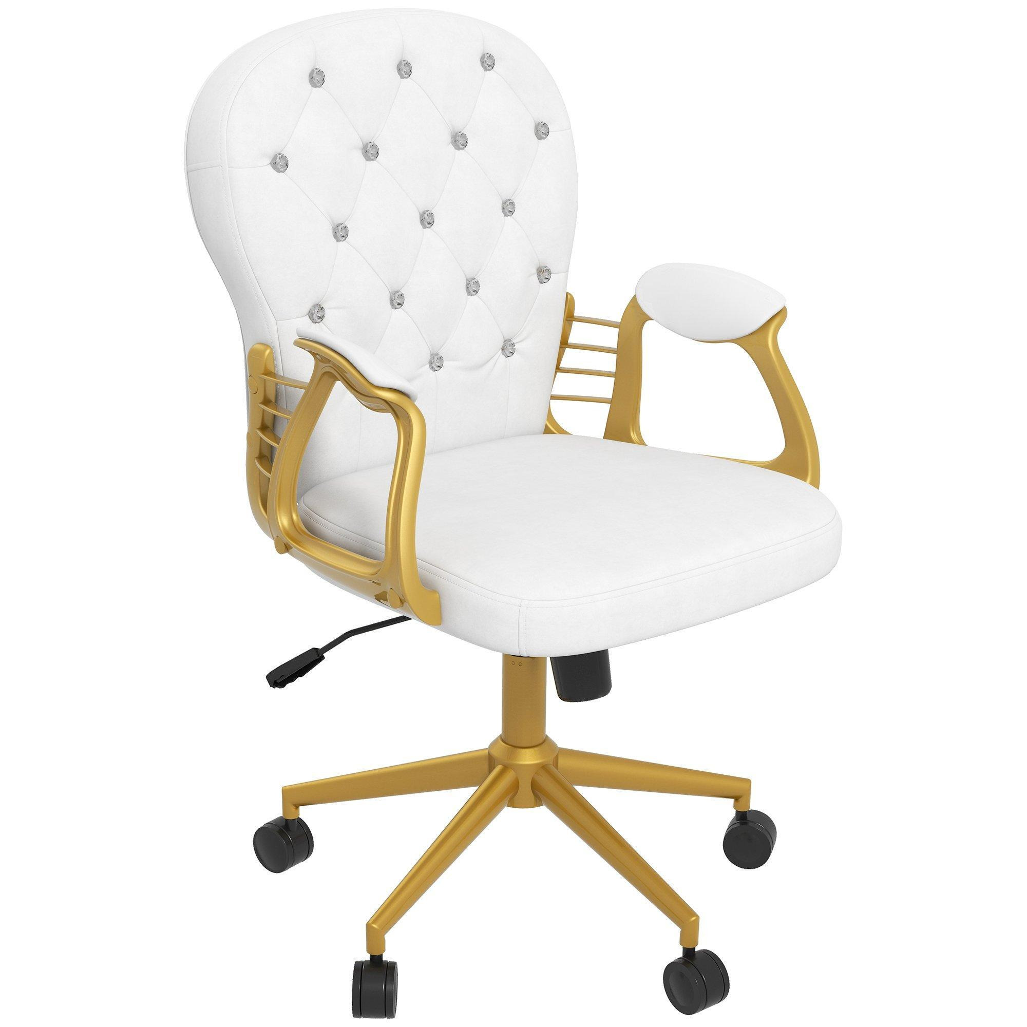Office Chair Luxury Velour Diamond Tufted Padded Ergonomic - image 1