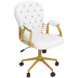 Office Chair Luxury Velour Diamond Tufted Padded Ergonomic