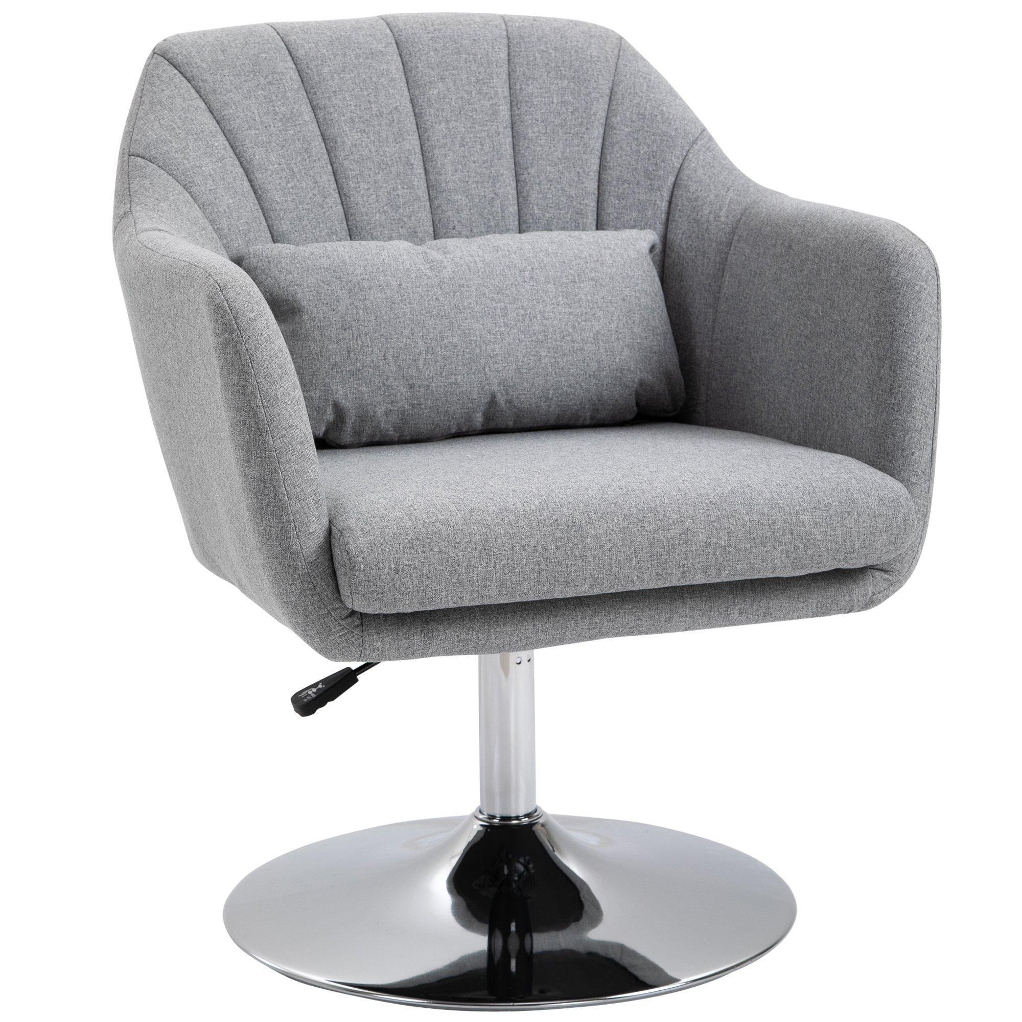 Retro Linen Swivel Tub Chair with Steel Frame Cushion Wide Seat - image 1